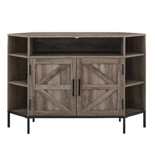 Walker Edison - Rustic Corner TV Stand for Most TVs up to 55" - Grey wash