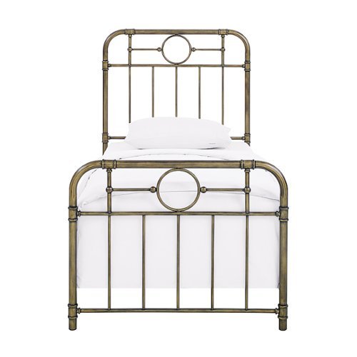 Walker Edison - Vintage Industrial Metal Twin-Size Bed - Bronze