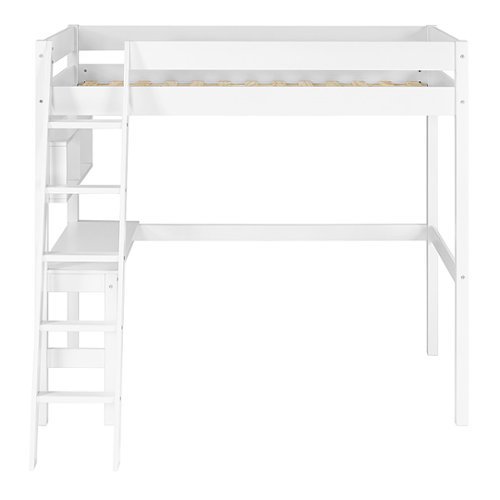 Walker Edison - Loft Bunk Solid Wood Twin-Size Bed - White