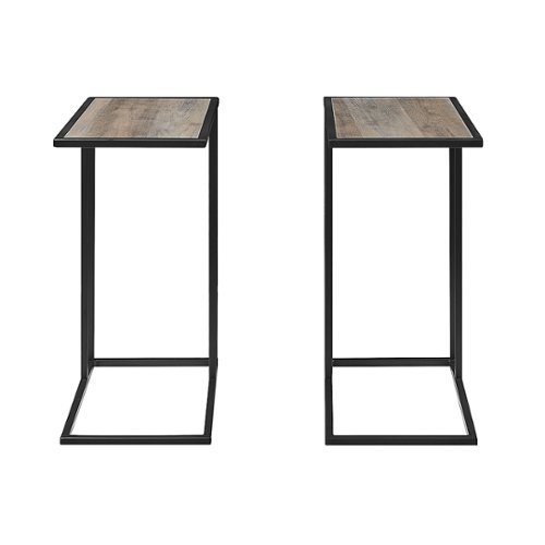 Walker Edison - 20” Contemporary 2-Piece Metal Base C-Table Set - Grey Wash/Black