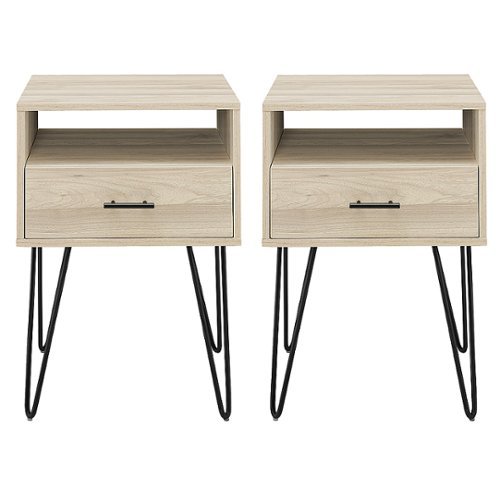 Walker Edison - 2-Piece Mid-Century Hairpin-Leg Side Table Set - Birch