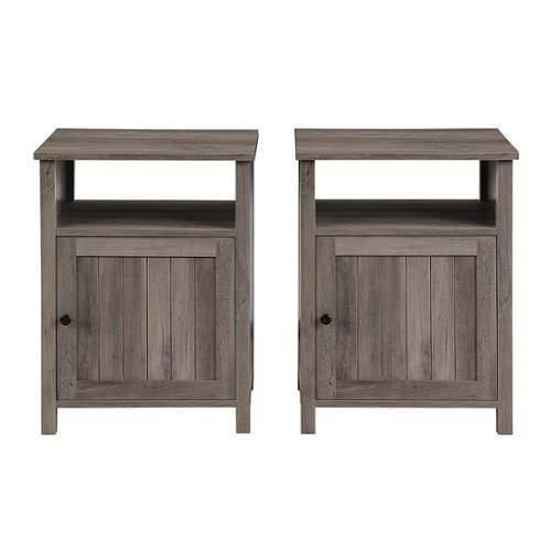 Walker Edison - 2-Piece Farmhouse Grooved-Door Side Table Set - Rustic Oak