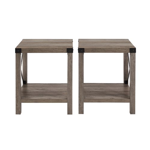 Walker Edison - Farmhouse Metal-X Side Table set of 2 - Grey Wash