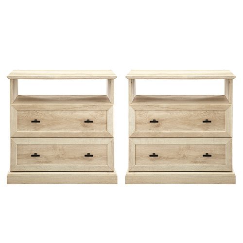 Walker Edison - 2-Piece Classic Open Cubby Side Table Set - White Oak