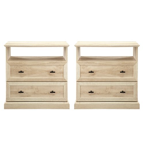 

Walker Edison - 2-Piece 25" Classic Open Cubby Side Table Set - White Oak