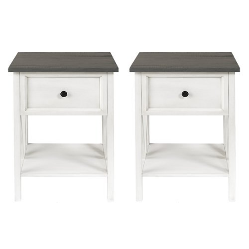 

Walker Edison - 2-Piece 25" Farmhouse V-Leg Side Table Set - Grey/White Wash