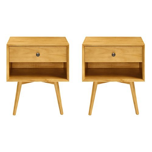 Walker Edison - Mid Century Open Cubby Nightstand set of 2 - Light Oak-Front_Standard 