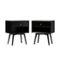 Walker Edison - Mid Century Open Cubby Nightstand set of 2 - Black-Front_Standard