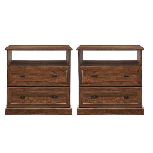 Walker Edison - 2-Piece Classic Open Cubby Side Table Set - Dark Walnut
