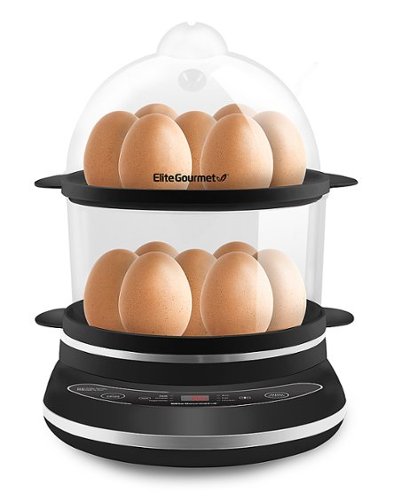 Elite Gourmet - Programmable 2-Tier Egg Cooker/Steamer - Black