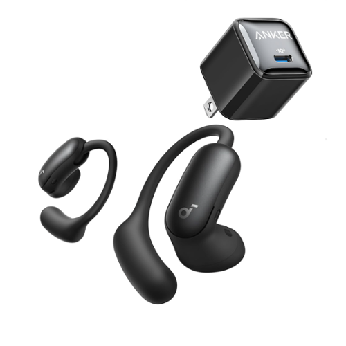 Soundcore AeroFit 2 Pro by Anker with USB C Charger Block 20W,Open