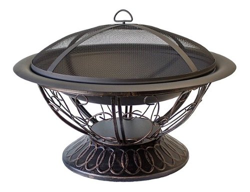 AZ Patio Heaters - Wood Burning Fire Pit with Scroll Design - Black