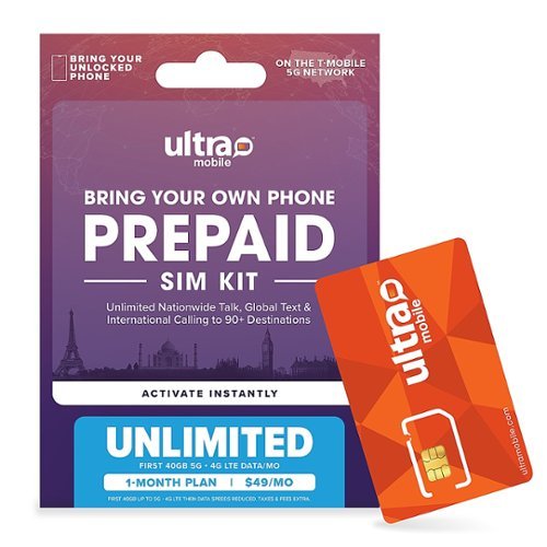 

Ultra Mobile - 1 Month - Unlimited Phone Plan with (Micro/Mini/Nano) Sim Kit