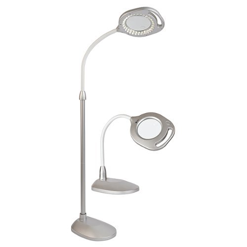 

OttLite - 240 Lumen 2-in-1 LED Magnifier Floor and Table Light - Silver/White
