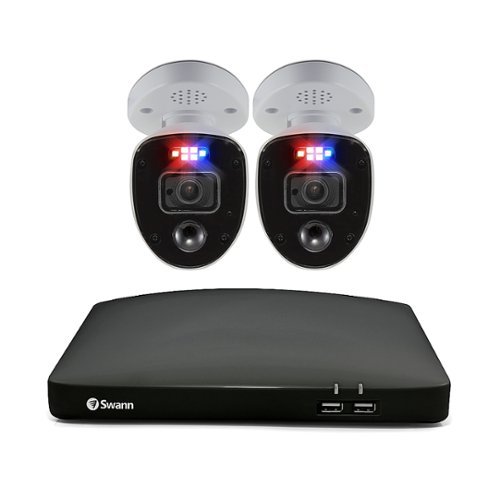 Swann - Enforcer 4-Channel, 2-Bullet Cameras Indoor/Outdoor Wired 4K UHD 1TB DVR Security Camera Surveillance System - White-Front_Standard 