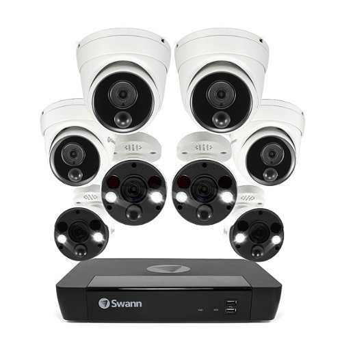 Swann - Pro 4K, 8-Channel, 4-Bullet & 4-Dome Camera Indoor/Outdoor PoE Wired 4K UHD 2TB HDD NVR Security Surveillance System - White