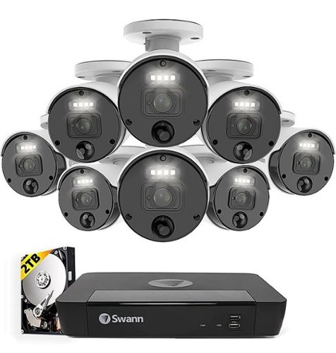 Swann - Master Series 4K Upscale, 8-Channel, 8-Camera, Indoor/Outdoor PoE Wired 4K 2TB HDD NVR Security Surveillance System - White