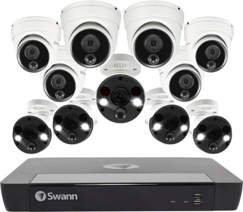 Swann - Pro 4K, 16-Channel, 6-Bullet & 6-Dome Camera Indoor/Outdoor PoE Wired 4K UHD 2TB HDD NVR Security Surveillance System - White
