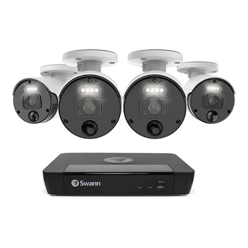Swann - Master Series 4K Upscale, 8-Channel, 4-Camera, Indoor/Outdoor PoE Wired 4K 2TB HDD NVR Security Surveillance System - White