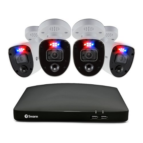 Swann - Enforcer 4-Channel, 4-Bullet Cameras Indoor/Outdoor Wired 4K UHD 1TB DVR Security Camera Surveillance System - White-Front_Standard 