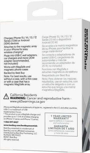 Best Buy essentials™ Magnetic 7.5W Wireless Charger for iPhone 16/15/14/13/12 Series MagSafe Compatible Devices - White BUY IN AUSTRALIA