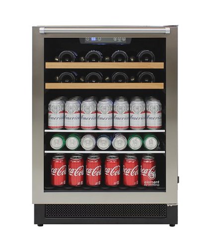 Vinotemp - 24-Inch Wine & Beverage Cooler with Top Handle - Stainless steel