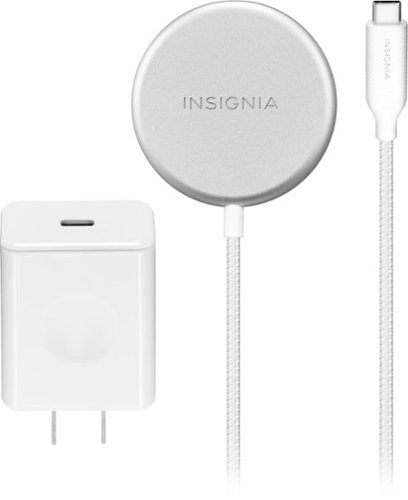 Insignia™ - Magnetic 7.5W Wireless Charger for iPhone 12 and 13 MagSafe Compatible Devices includes Wall Charger - Silver