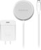 Insignia™ - Magnetic 7.5W Wireless Charger for iPhone 12 and 13 MagSafe Compatible Devices includes Wall Charger - Silver-Front_Standard