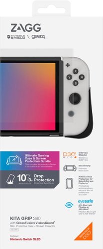 ZAGG - Gear4 Kita Grip 360 Case with GlassFusion VisionGuard Screen Protector for Nintendo Switch OLED - Clear with Black Grips-Alt_View_Standard_15 