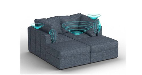 Lovesac - 4 Seats + 4 Sides Rained Chenille & Standard Foam with 6 Speaker Immersive Sound + Charge System - Vintage Blue