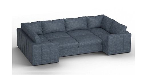 Lovesac - 8 Seats + 10 Sides Rained Chenille & Lovesoft - Vintage Blue