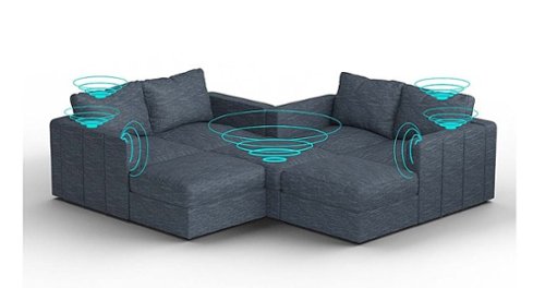Lovesac - 7 Seats + 8 Sides Rained Chenille & Lovesoft with 10 Speaker Immersive Sound + Charge System - Vintage Blue