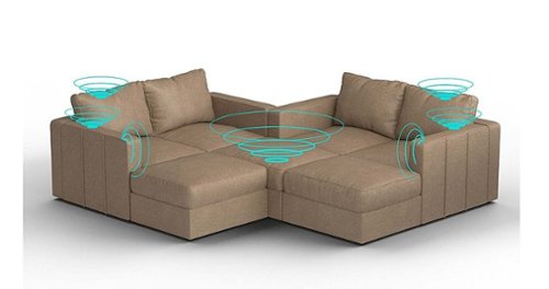Lovesac - 7 Seats + 8 Sides Combed Chenille & Lovesoft with 8 Speaker Immersive Sound + Charge System - Taupe