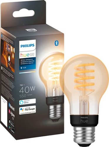 Philips - Geek Squad Certified Refurbished Hue White Ambiance Filament A19 Bluetooth Smart LED Bulb