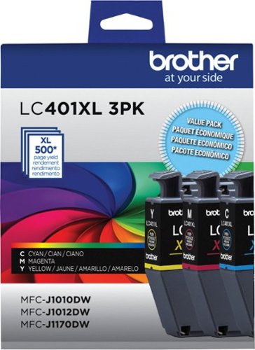Brother - LC401XL 3PK High-Yield 3-Pack Color Ink Cartridges - Cyan/Magenta/Yellow