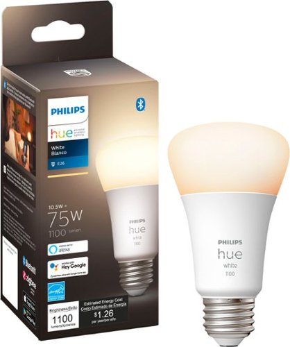 Philips - Geek Squad Certified Refurbished Hue White A19 Bluetooth 75W Smart LED Bulb