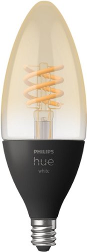 Philips - Geek Squad Certified Refurbished Hue White Filament E12 Bulb - Black