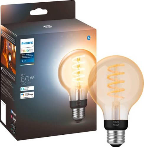 Philips - Geek Squad Certified Refurbished Hue White Ambiance Filament G25 Bluetooth LED Smart Bulb