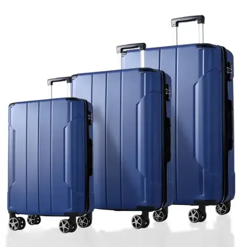 Front. Ecooso - Luggage Sets 3 Piece, Expandable Hard shell ABS Suitcases with Double Spinner, Travel luggage Set，TSA Lock (20/24/28in) - Blue.