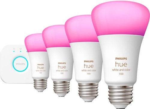 

Philips - Geek Squad Certified Refurbished Hue White and Color Ambiance A19 Bluetooth 75W Smart LED Starter Kit