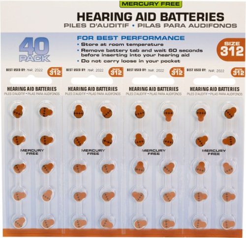 Lucid Hearing - SIZE 312 HEARING AID BATTERIES – 40-PACK (MERCURY FREE – ZINC AIR ACTIVATED)