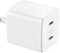 Insignia™ - 45W Dual USB-C Port Wall Charger for Samsung Smartphones, iPhone, Tablets, Chromebook and More - White-Front_Standard