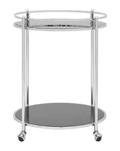 Studio Designs - Veranda Round 2-Tier Metal and Glass Bar Cart - Chrome/Black