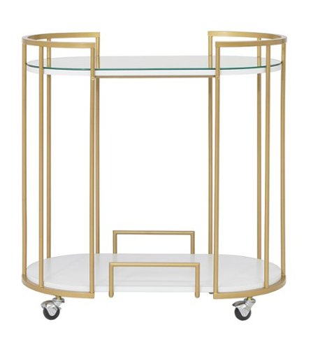 Studio Designs - Pavillion Oval 2-Tier Metal and Glass Bar Cart - Gold