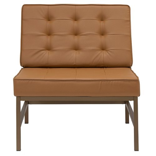 Studio Designs - Ashlar Modern Metal Frame and Blended Leather Accent Chair - Caramel