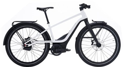 Serial 1 - RUSH/CTY SPEED eBike,Large, Gloss Pearl White, w/ up to 115mi Max Operating Range & 28mph Max Speed - Black