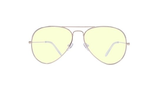 Crusheyes - TAKE OFF; 45% Blue Light Filtration, Anti-Fog Coating, Anti-Reflective Mirror, Comfort-LITE Frame, Lifetime Warranty - Gloss Gold + Clear Temple Tips