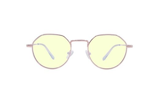Crusheyes - MONA LISA; 45% Blue Light Filtration, Anti-Fog Coating, Anti-Reflective Mirror, Comfort-LITE Frame, Lifetime Warranty - Gloss Rose Gold + Clear Temple Tips