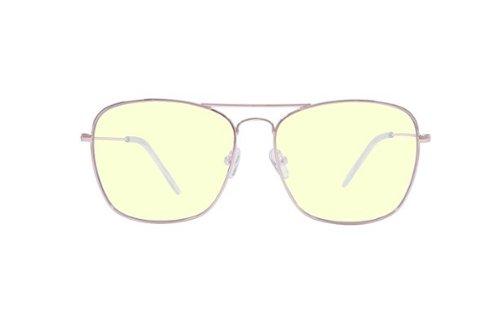 Crusheyes - NO CURFEW; 45% Blue Light Filtration, Anti-Fog Coating, Anti-Reflective Mirror, Comfort-LITE Frame, Lifetime Warranty - Gloss Rose Gold + Clear Temple Tips