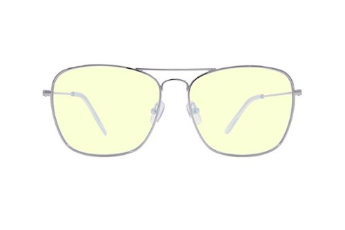 Crusheyes - NO CURFEW; 45% Blue Light Filtration, Anti-Fog Coating, Anti-Reflective Mirror, Comfort-LITE Frame, Lifetime Warranty - Gloss Silver + Clear Temple Tips